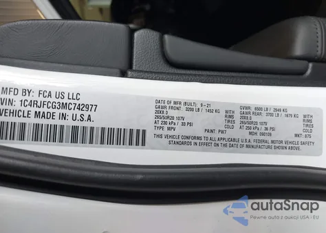 2021 Jeep Grand Cherokee High Altitude 4X4 from USA, damaged, VIN 1C4RJFCG3MC742977